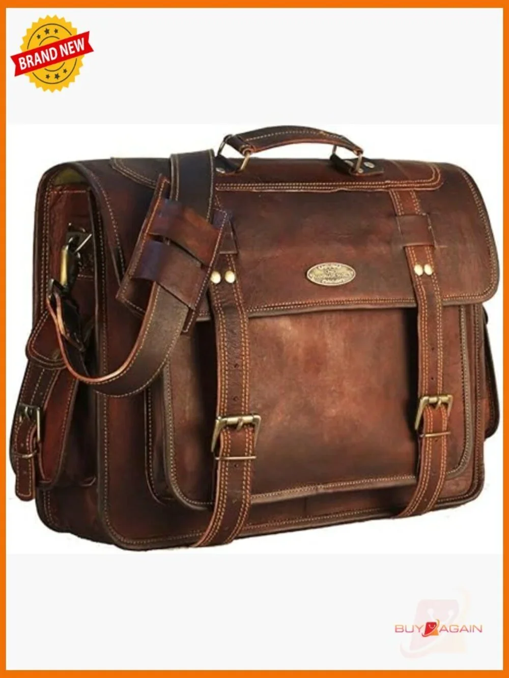Vintage Handmade Leather Messenger Bag 15.6